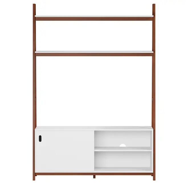 ARQUITET ESTANTE PARA TV DE ATÉ 50 POLEGADAS COM 1 PORTA DE CORRER 1,36 M X 1,95 M - NOZES/BRANCO - Foto 1
