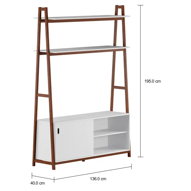 ARQUITET ESTANTE PARA TV DE ATÉ 50 POLEGADAS COM 1 PORTA DE CORRER 1,36 M X 1,95 M - NOZES/BRANCO - Foto 2