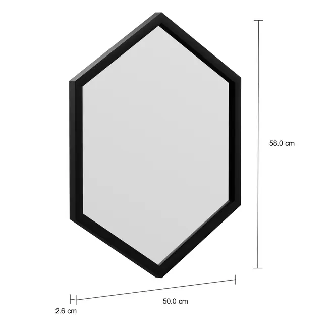 ESPELHO 50 CM X 58 CM HEXAGON - PRETO - Foto 2