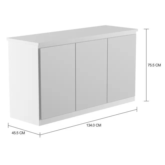 MINCE BUFFET 3 PORTAS 1,34 M X 45 CM - BRANCO/PRATA - Foto 2