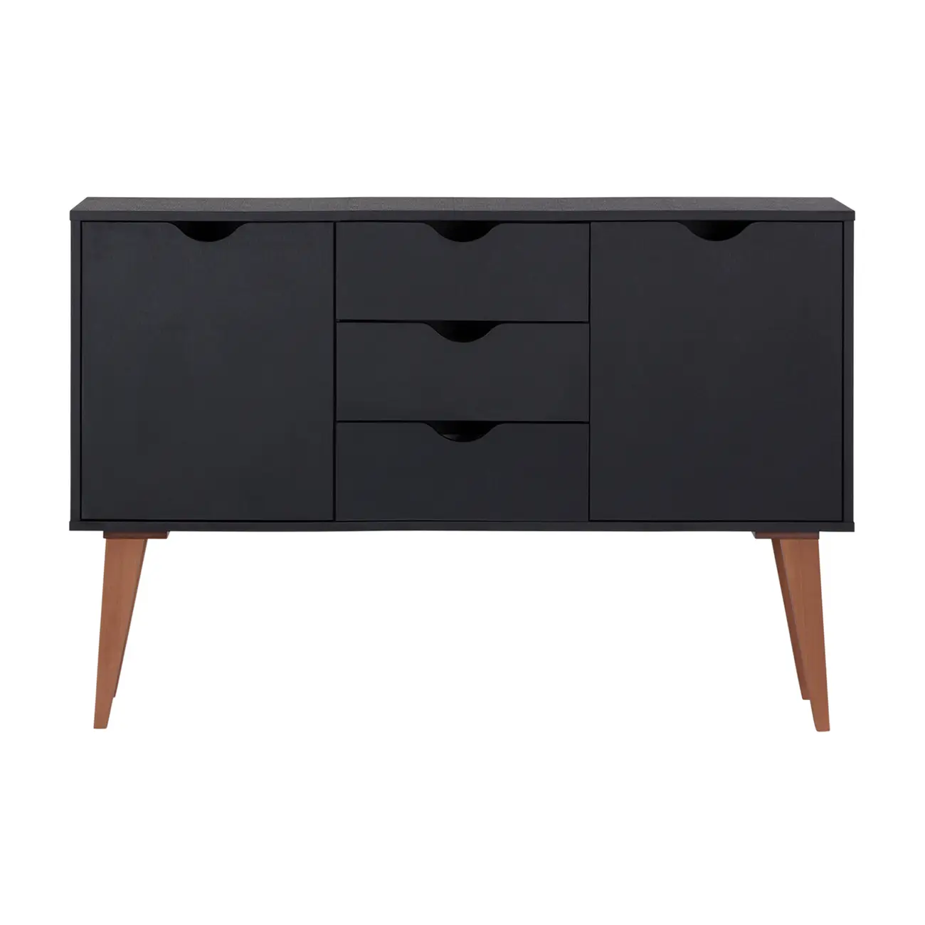 BUFFET 2 PORTAS/3 GAVETAS 1,20 M X 35 CM LIN - PRETO/NOZES - Foto 1