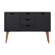 BUFFET 2 PORTAS/3 GAVETAS 1,20 M X 35 CM LIN - PRETO/NOZES - Foto 1