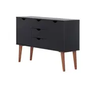 BUFFET 2 PORTAS/3 GAVETAS 1,20 M X 35 CM LIN - PRETO/NOZES - Foto 2