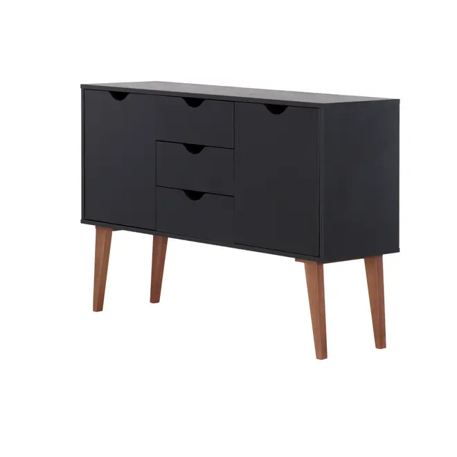 BUFFET 2 PORTAS/3 GAVETAS 1,20 M X 35 CM LIN - PRETO/NOZES - Foto 2
