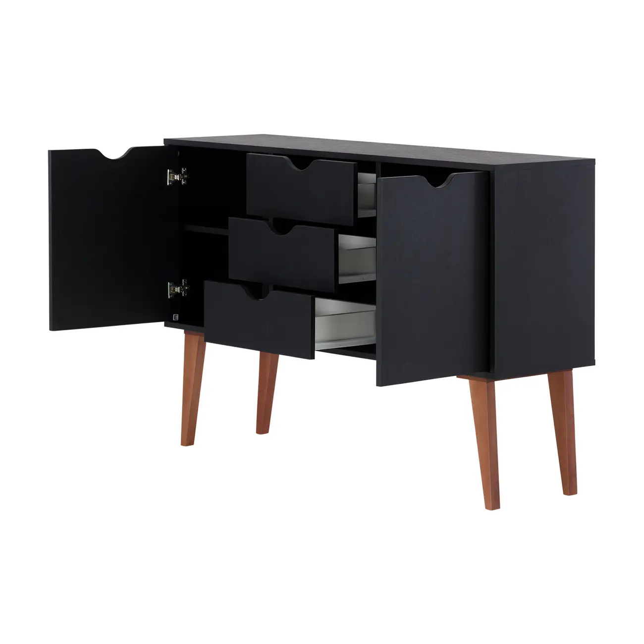 BUFFET 2 PORTAS/3 GAVETAS 1,20 M X 35 CM LIN - PRETO/NOZES - Foto 3