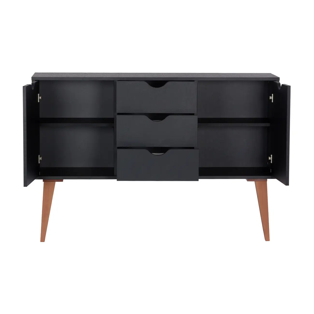 BUFFET 2 PORTAS/3 GAVETAS 1,20 M X 35 CM LIN - PRETO/NOZES - Foto 4
