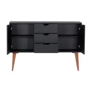 BUFFET 2 PORTAS/3 GAVETAS 1,20 M X 35 CM LIN - PRETO/NOZES - Foto 4