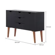 BUFFET 2 PORTAS/3 GAVETAS 1,20 M X 35 CM LIN - PRETO/NOZES - Foto 6