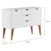 BUFFET 2 PORTAS/3 GAVETAS 1,20 M X 35 CM LIN - BRANCO/NOZES - Foto 7