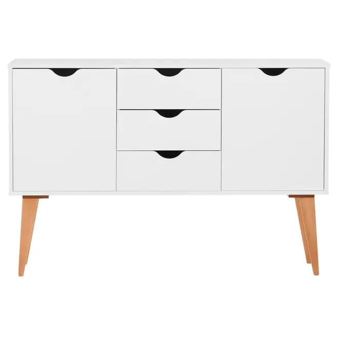 BUFFET 2 PORTAS/3 GAVETAS 1,20 M X 35 CM LIN - BRANCO/NOZES - Foto 1