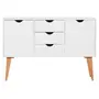 BRANCO/NOZES - BUFFET 2 PORTAS/3 GAVETAS 1,20 M X 35 CM LIN