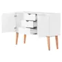 BUFFET 2 PORTAS/3 GAVETAS 1,20 M X 35 CM LIN - BRANCO/NOZES - Foto 4