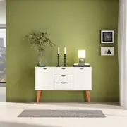 BUFFET 2 PORTAS/3 GAVETAS 1,20 M X 35 CM LIN - BRANCO/NOZES - Foto 8