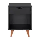 PRETO/NOZES - MESA DE CABECEIRA 1 GAVETA COM NICHO LIN