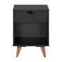 PRETO/NOZES - MESA DE CABECEIRA 1 GAVETA COM NICHO LIN