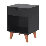 MESA DE CABECEIRA 1 GAVETA COM NICHO LIN - PRETO/NOZES - Foto 2