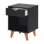 MESA DE CABECEIRA 1 GAVETA COM NICHO LIN - PRETO/NOZES - Foto 3