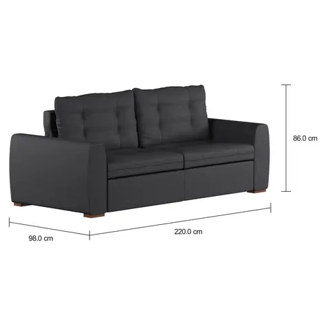 Imagem com medidas do produto SOFÁ RETRÁTIL 3 LUGARES DOHA STITCH