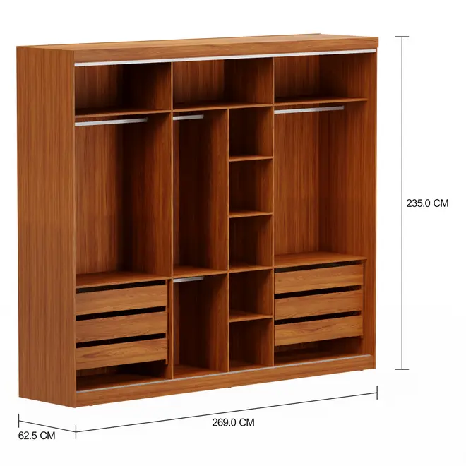 ESTRUTURA DE GUARDA-ROUPA DE CASAL 3 PORTAS FRIZ - FREIJÓ - Foto 4