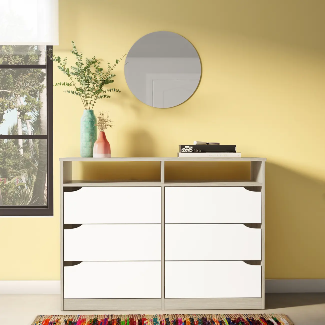 CÔMODA 6 GAVETAS 1,20 M X 40 CM WINK - NATURAL WASHED/BRANCO - Foto 9