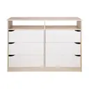 NATURAL WASHED/BRANCO - CÔMODA 6 GAVETAS 1,20 M X 40 CM WINK