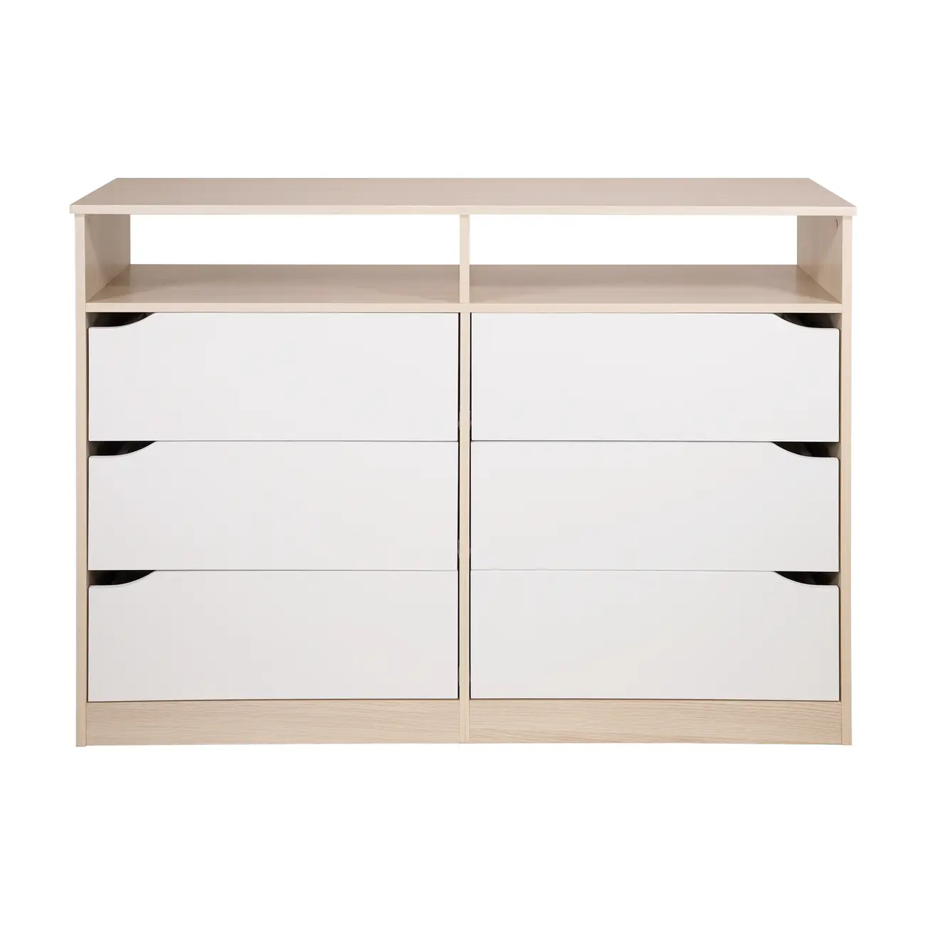 CÔMODA 6 GAVETAS 1,20 M X 40 CM WINK - NATURAL WASHED/BRANCO - Foto 1