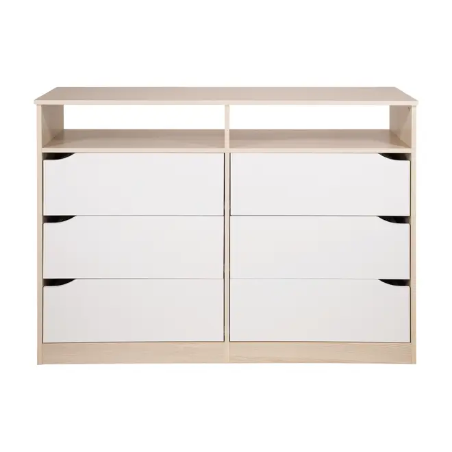 CÔMODA 6 GAVETAS 1,20 M X 40 CM WINK - NATURAL WASHED/BRANCO - Foto 1