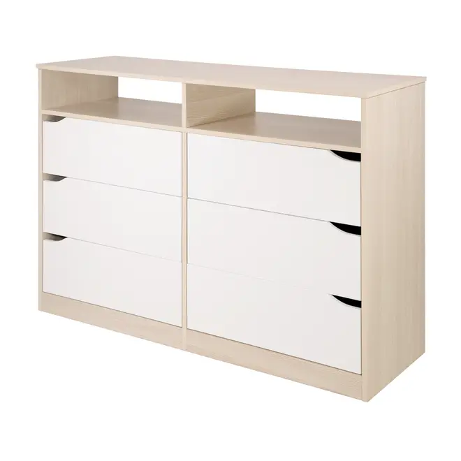 CÔMODA 6 GAVETAS 1,20 M X 40 CM WINK - NATURAL WASHED/BRANCO - Foto 2