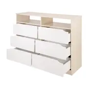 CÔMODA 6 GAVETAS 1,20 M X 40 CM WINK - NATURAL WASHED/BRANCO - Foto 4