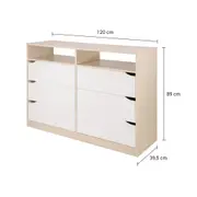 CÔMODA 6 GAVETAS 1,20 M X 40 CM WINK - NATURAL WASHED/BRANCO - Foto 7