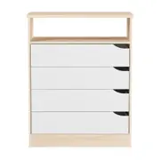 CÔMODA 4 GAVETAS 65 CM X 39 CM WINK - NATURAL WASHED/BRANCO - Foto 1