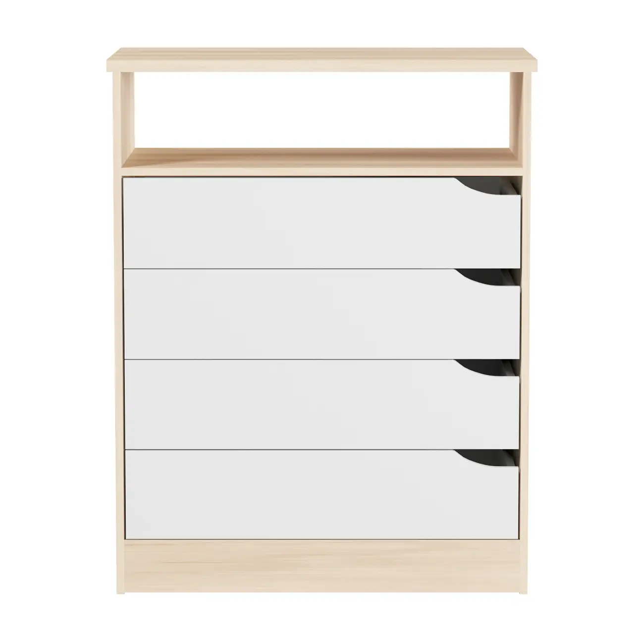 CÔMODA 4 GAVETAS 65 CM X 39 CM WINK - NATURAL WASHED/BRANCO - Foto 1