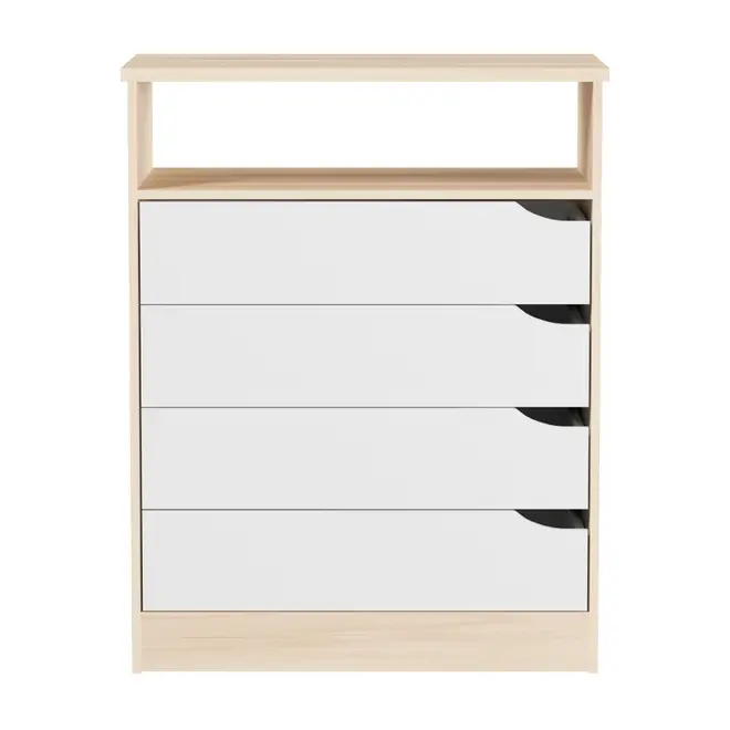 CÔMODA 4 GAVETAS 65 CM X 39 CM WINK - NATURAL WASHED/BRANCO - Foto 1
