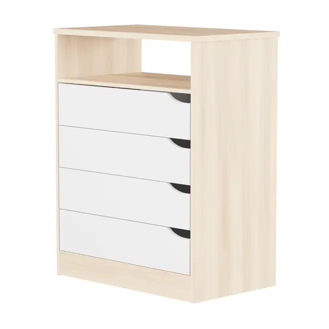 CÔMODA 4 GAVETAS 65 CM X 39 CM WINK - NATURAL WASHED/BRANCO - Foto 2
