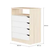 CÔMODA 4 GAVETAS 65 CM X 39 CM WINK - NATURAL WASHED/BRANCO - Foto 6