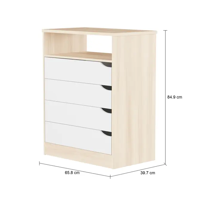 CÔMODA 4 GAVETAS 65 CM X 39 CM WINK - NATURAL WASHED/BRANCO - Foto 6