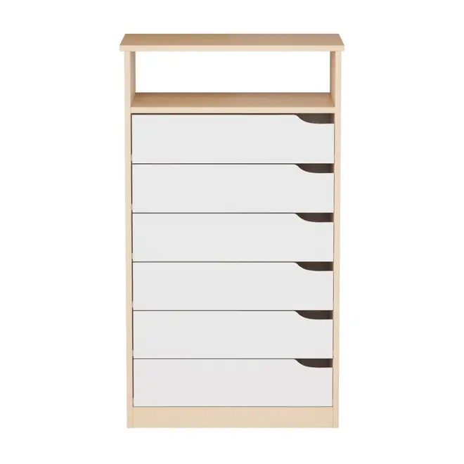 CÔMODA 6 GAVETAS 65 CM X 39 CM WINK - NATURAL WASHED/BRANCO - Foto 1