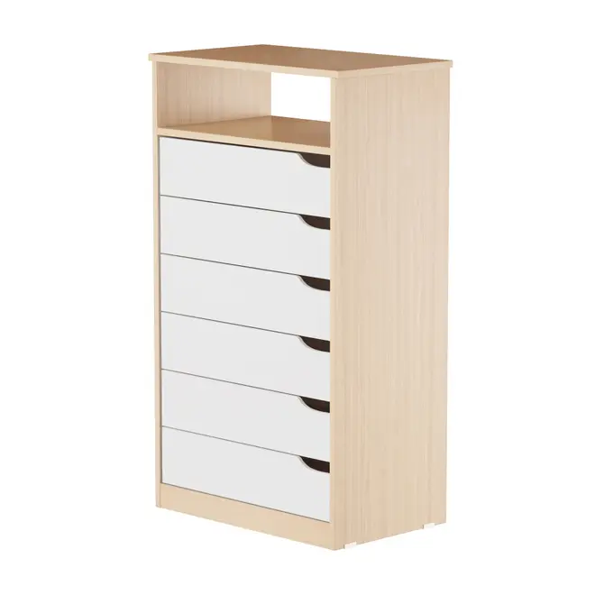 CÔMODA 6 GAVETAS 65 CM X 39 CM WINK - NATURAL WASHED/BRANCO - Foto 2