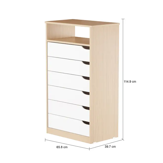 CÔMODA 6 GAVETAS 65 CM X 39 CM WINK - NATURAL WASHED/BRANCO - Foto 6
