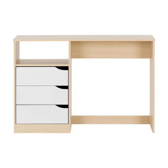 ESCRIVANINHA 3 GAVETAS 1,10 M X 40 CM WINK - NATURAL WASHED/BRANCO - Foto 1