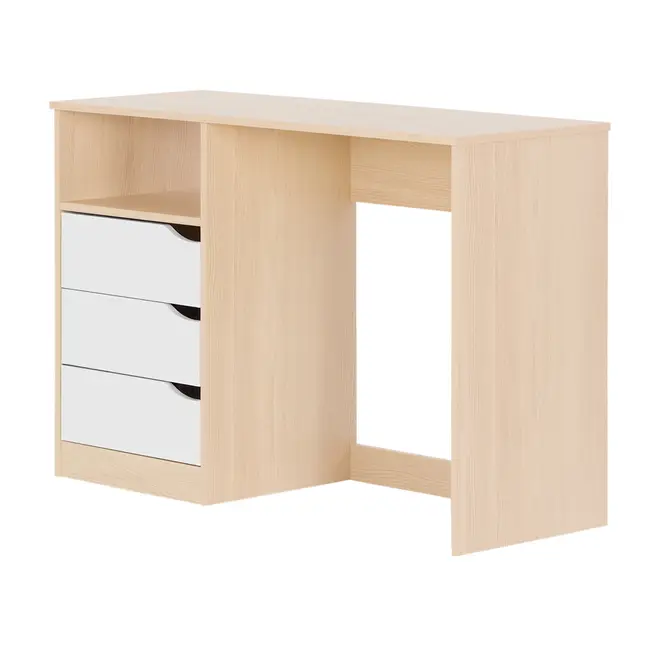 ESCRIVANINHA 3 GAVETAS 1,10 M X 40 CM WINK - NATURAL WASHED/BRANCO - Foto 2