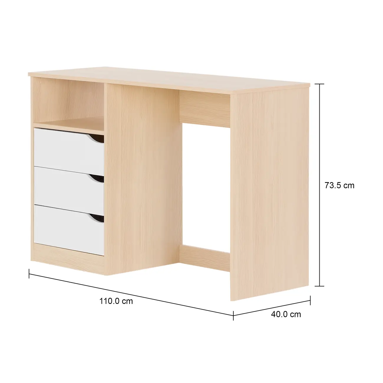 ESCRIVANINHA 3 GAVETAS 1,10 M X 40 CM WINK - NATURAL WASHED/BRANCO - Foto 7