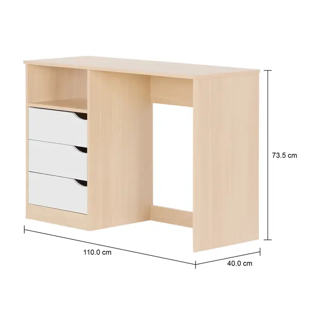 ESCRIVANINHA 3 GAVETAS 1,10 M X 40 CM WINK - NATURAL WASHED/BRANCO - Foto 7