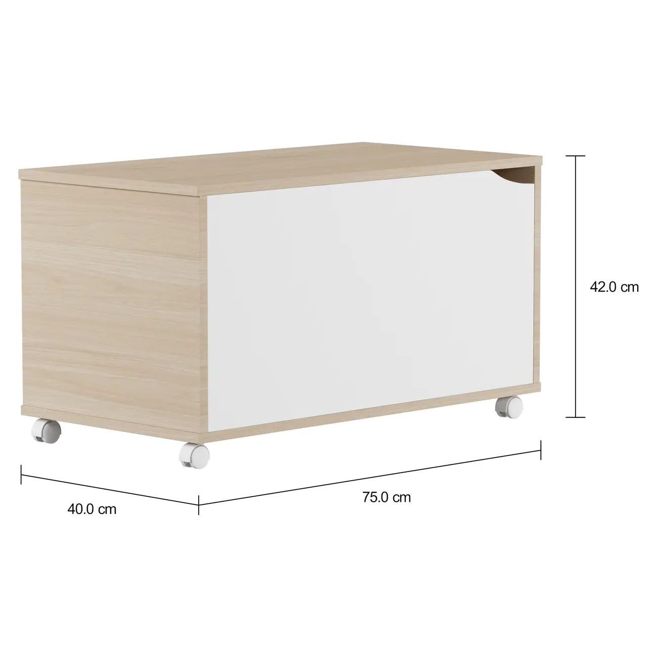 BAÚ COM RODÍZIOS 75 CM X 40 CM WINK - NATURAL WASHED/BRANCO - Foto 4