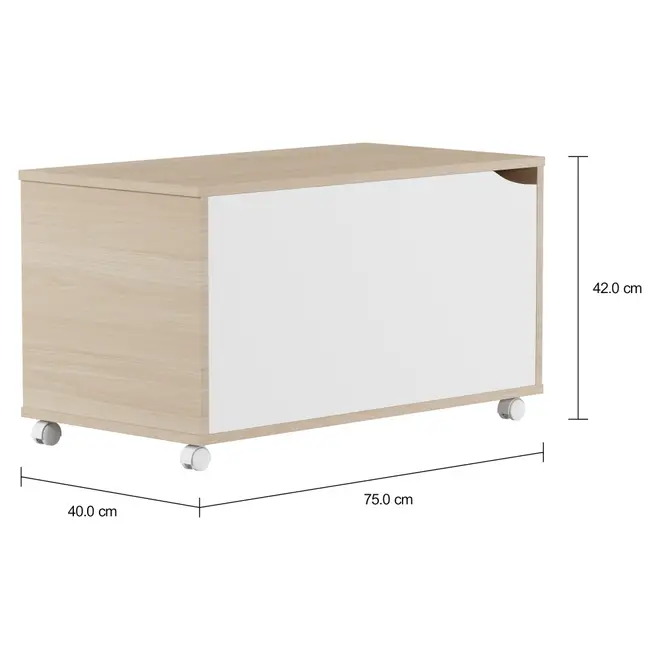 BAÚ COM RODÍZIOS 75 CM X 40 CM WINK - NATURAL WASHED/BRANCO - Foto 4