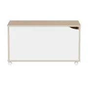 BAÚ COM RODÍZIOS 75 CM X 40 CM WINK - NATURAL WASHED/BRANCO - Foto 1