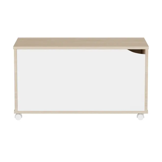 BAÚ COM RODÍZIOS 75 CM X 40 CM WINK - NATURAL WASHED/BRANCO - Foto 1