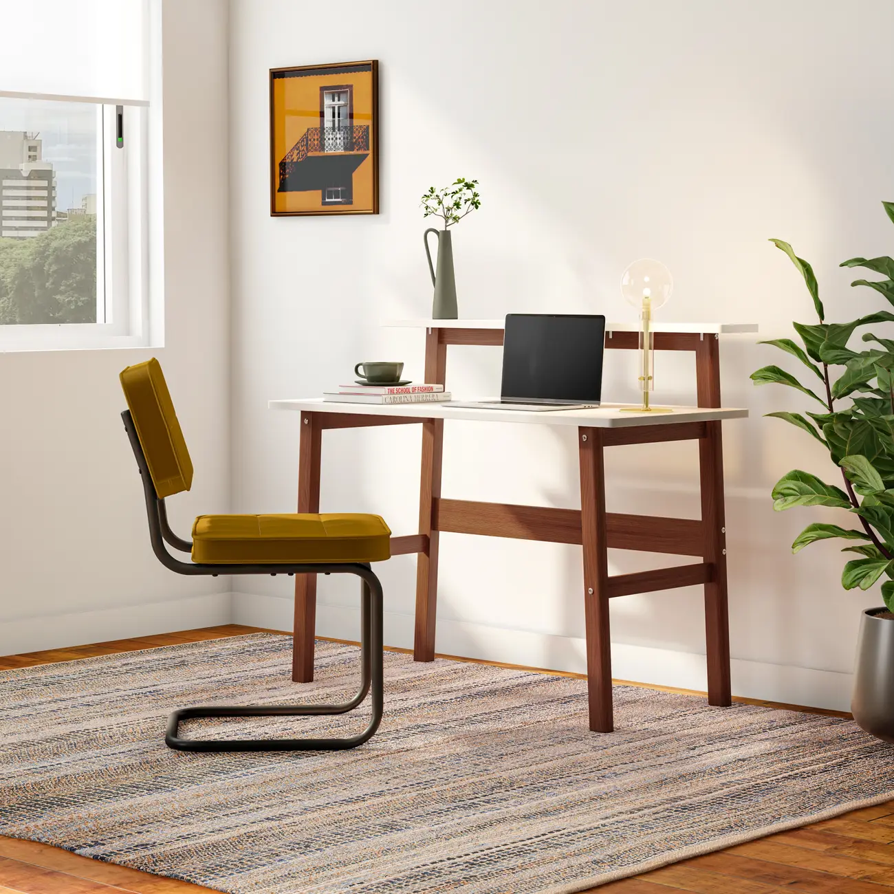 ESCRIVANINHA 1,10 M X 55 CM WORKHOME - NOZES/BRANCO - Foto 3
