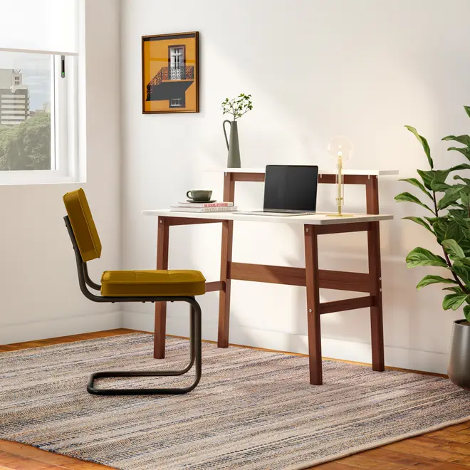 ESCRIVANINHA 1,10 M X 55 CM WORKHOME - NOZES/BRANCO - Foto 3