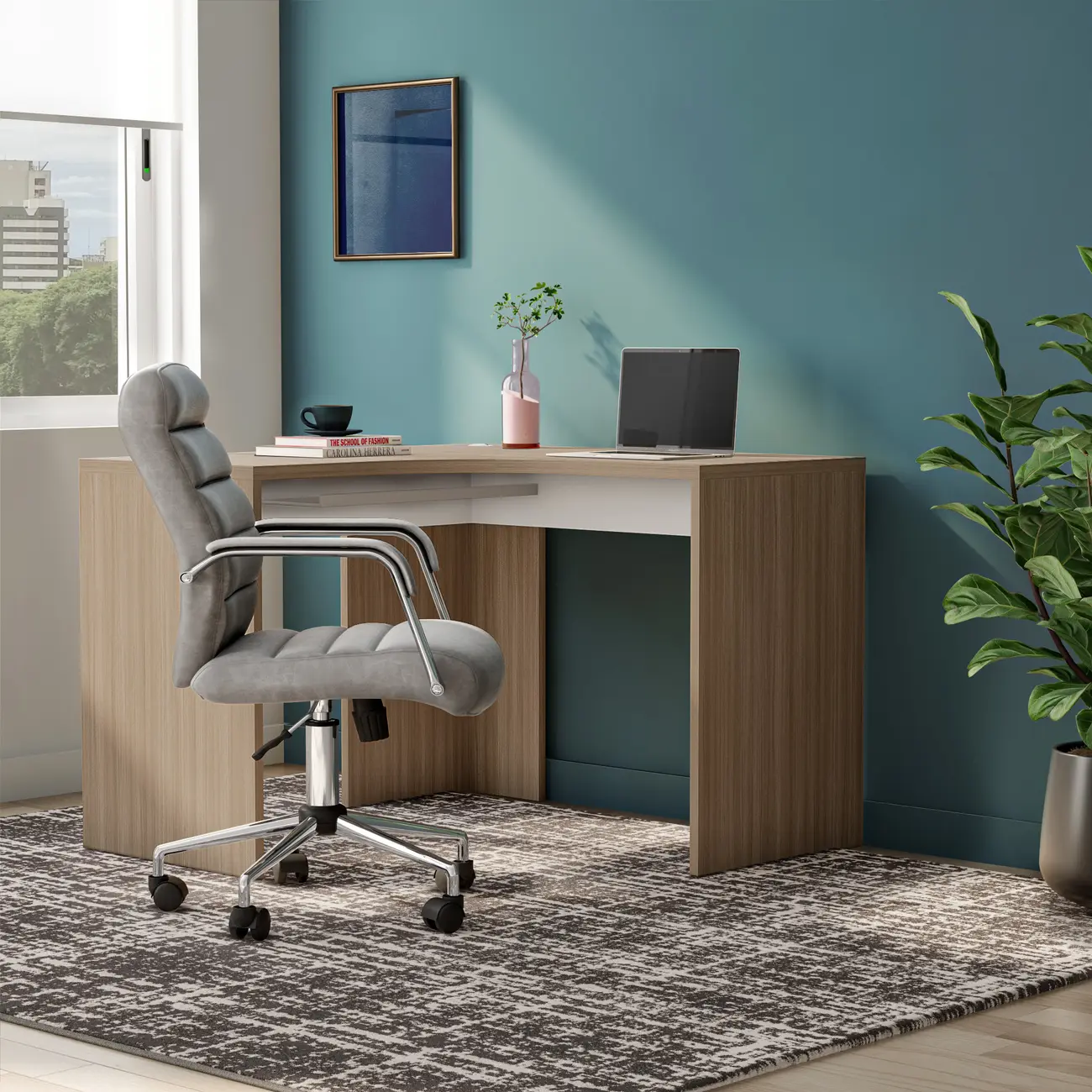 MESA DE CANTO 1,01 M X 1,01 M BOSS - OAK TAMMI/BRANCO - Foto 9